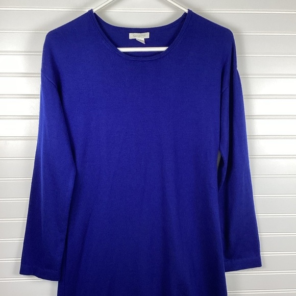Garnet Hill 100% Merino Wool Crewneck Sweater Dress Loose Gray Pockets Medium - Picture 2 of 15